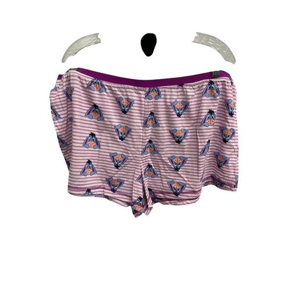 Disney NWT Eeyore Womens Lounge Shorts Purple Pink Striped Sleepwear Size 2X - Picture 1 of 9